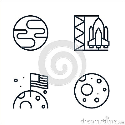 universe line icons. linear set. quality vector line set such as moon, moon, space shuttle Vector Illustration