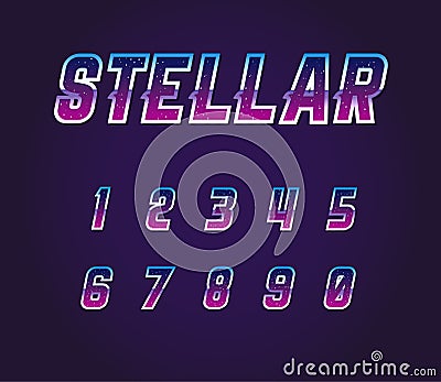 Universe Pulsar 80s Retro Sci-Fi Font Numbers Vector Set Vector Illustration
