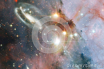 Universe scene with bright stars and galaxies in deep space showing the beauty of space exploration. Elements of this image Stock Photo