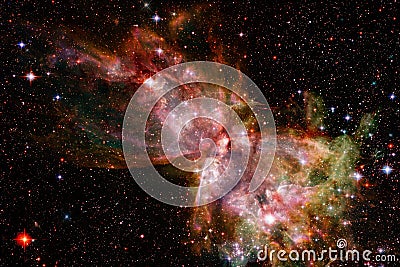 Universe scene with bright stars and galaxies in deep space Stock Photo