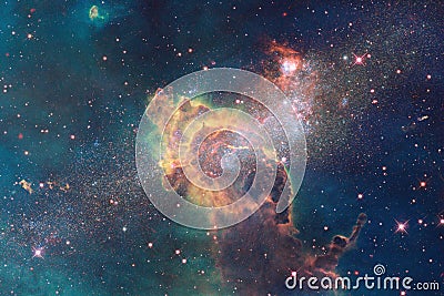 Universe scene with bright stars and galaxies in deep space Stock Photo