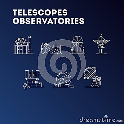 Universe telescope icon, celestial illustration, observatory sign, astronomy icon, rocket, science, space,galaxy. Vector Illustration