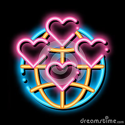 Universe Volunteers Support neon glow icon illustration Vector Illustration