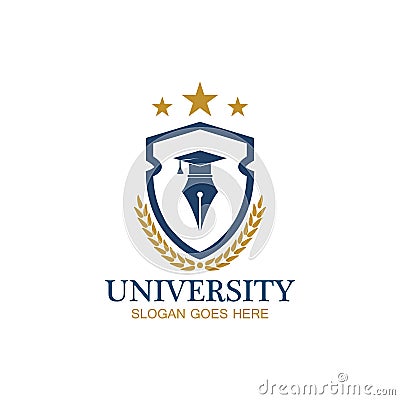 University, Academy, School and Course logo design template Cartoon Illustration