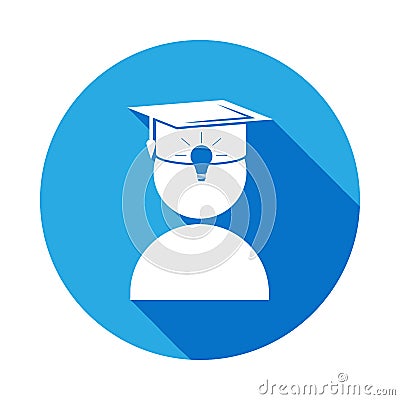 University avatar. Education icon with long shadow. Vector graduation icon. Education, academic degree. Signs, outline symbols col Stock Photo