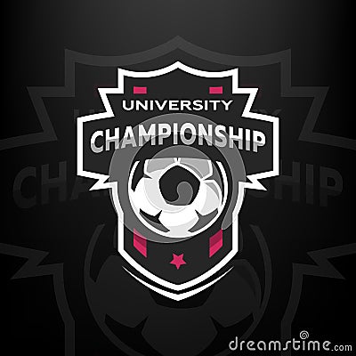 University championship, soccer logo. Vector Illustration