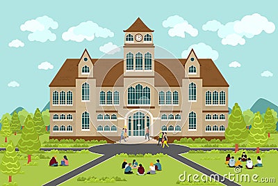 University or college building Vector Illustration