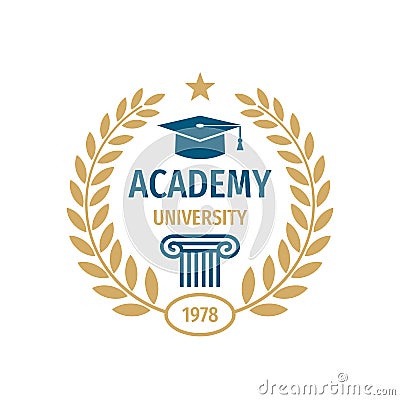 University college school badge logo design. Vector Illustration