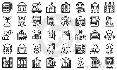 University department icons set outline vector. Student campus Vector Illustration