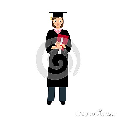 University female student graduate Vector Illustration