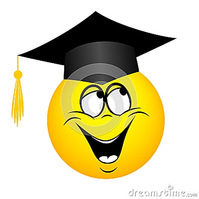 The university graduate in a square academic hat, emoticon Vector Illustration