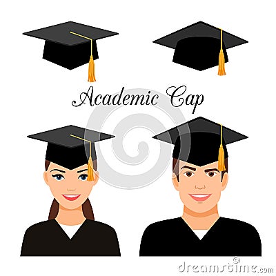 University graduate students Vector Illustration