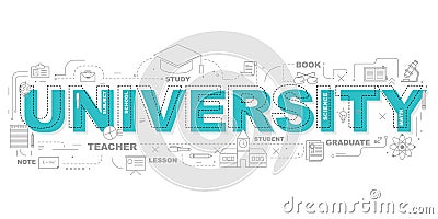 University icons for education illustration graphic design.vector Cartoon Illustration