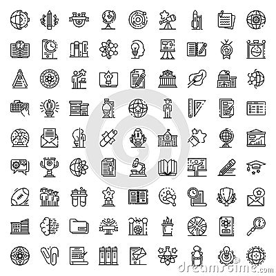 University icons set, outline style Vector Illustration