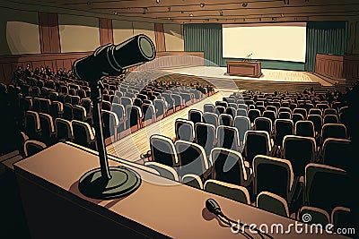 University lecture hall, lectern view Stock Photo