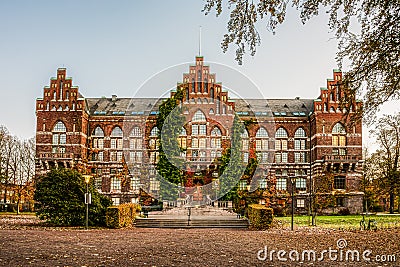 The university library in Lund an early morning in autumn colours Stock Photo