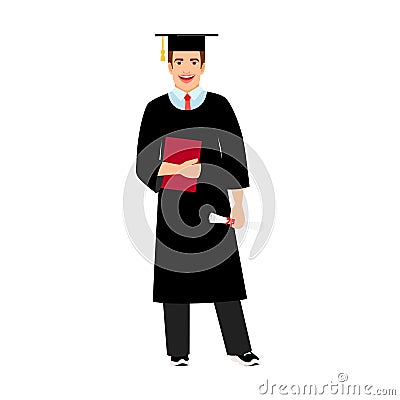 University male student graduate icon Vector Illustration