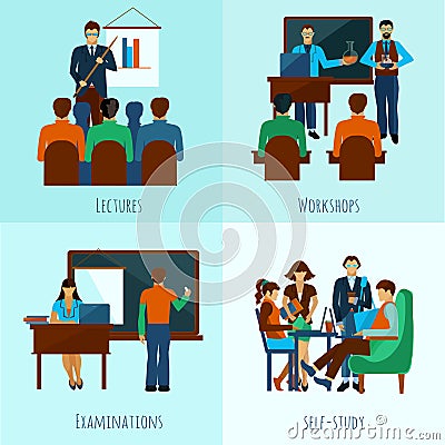 University People Set Vector Illustration