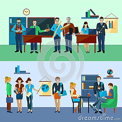 University People Set Vector Illustration