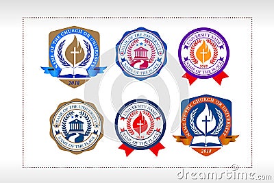 University, school, Church logo type set, christian institution logo Stock Photo