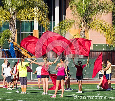 University of Southern California Flag Twirlers Editorial Stock Photo