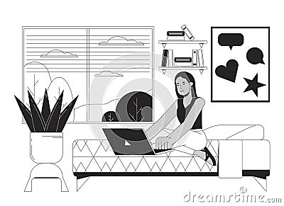 University student homework bw vector spot illustration Vector Illustration