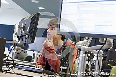 University Student Using Computer Stock Photo