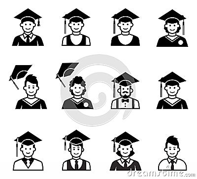 University students graduation avatar. Vector Illustration