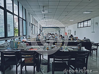 University students studying at self study room Editorial Stock Photo