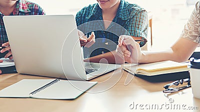 University students using laptop meeting for research homework i Stock Photo