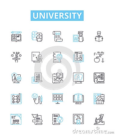 University vector line icons set. College, University, School, Higher-education, Campus, Academic, Institute Vector Illustration