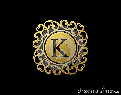 Unique K Letter Calligraphic Logo. Luxury K Swirl Logo Icon perfect for salon, yoga, restaurant, boutique and letter stamp Vector Illustration