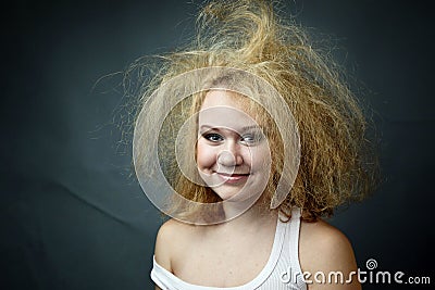 Unkempt Funny Woman Royalty Free Stock Photography - Image 