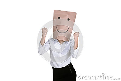 Unknown businesswoman expressing her success Stock Photo