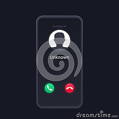 unknown caller, scam phone call, vector interface Vector Illustration