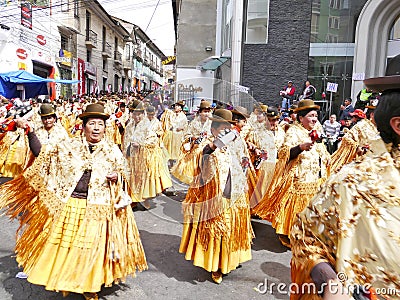 La Paz, June 15, 2019, Unknown dancers at the Entrada Universitaria in La Paz, Bolivia Editorial Stock Photo