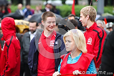 Unknown demonstrator of communists Editorial Stock Photo