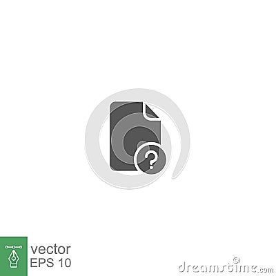 Unknown file icon, paper, question mark. Unverified Documents file. unfamiliar directory Vector Illustration