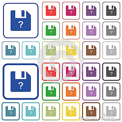 Unknown file outlined flat color icons Stock Photo