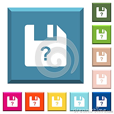 Unknown file white icons on edged square buttons Stock Photo