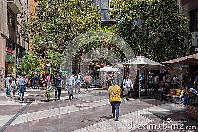 Unknown people on a pedestrian street in santiago, chile Editorial Stock Photo