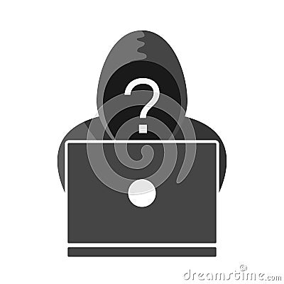 Unknown Person hacker icon. Anonymous pictogram isolated on white background. Vector sign illustration Vector Illustration