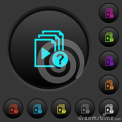 Unknown playlist dark push buttons with color icons Stock Photo