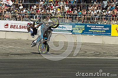 Unknown stunt biker entertain the audience Editorial Stock Photo