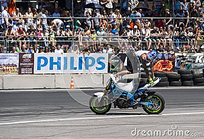 Unknown stunt biker entertain the audience Editorial Stock Photo