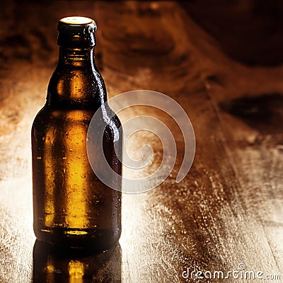 Unlabeled brown bottle of beer Stock Photo