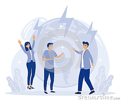 Unlawful behavior concept, Social conflict, teenage crime, vandalism act, social relations, bullying, flat vector modern Vector Illustration