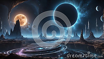 Tomorrow's Quantum Ascendancy: DataEclipse Odyssey Unleashed. AI generate Stock Photo