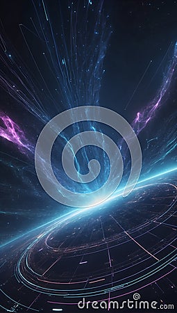 QuantumQuotient Unleashed: Data's Techno Symphony. AI generate Stock Photo