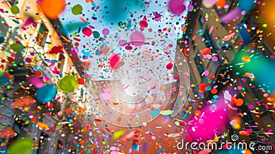 Unleash a whirlwind of colorful confetti with the push of a button courtesy of these confetti cannon Stock Photo